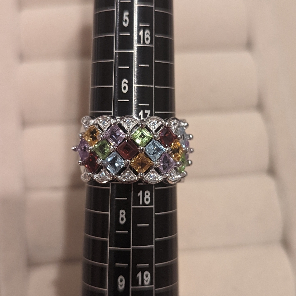 Square Emerald Cut, Multi Gemstone, 925 Sterling … - image 8